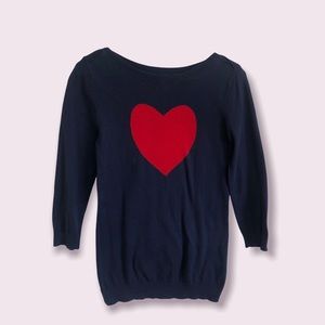 Old Navy Blue Sweater with Big Red Heart